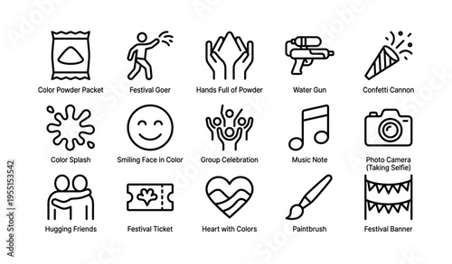 Festival icons: celebration tools and activities for fun events