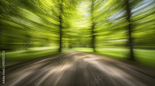 Abstract forest road with motion blur effect