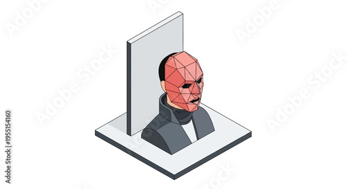 Geometric abstract bust with low poly design in isometric style