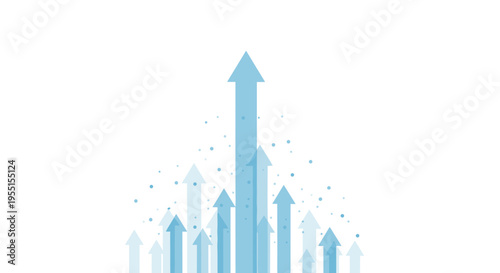 Blue arrows ascending: growth and progress concept art with abstract
