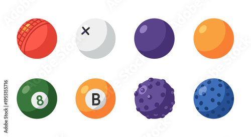 Colorful billiard and sports balls collection in flat design