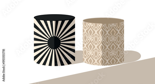 Geometric decor: modern cylindrical patterns and abstract designs