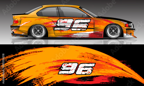 Truck decal, cargo van and car wrap vector, Graphic abstract grunge stripe designs for wrap branding vehicle