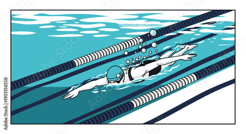 Dynamic swimmer in action: pop art swimming