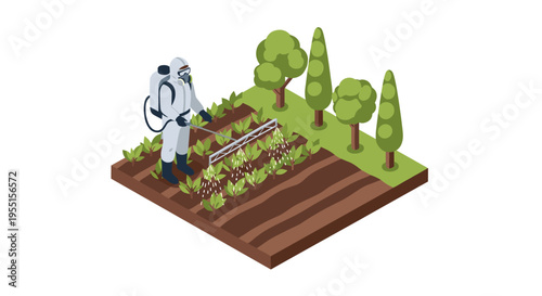 Isometric farming: crops and trees in eco-friendly agriculture with