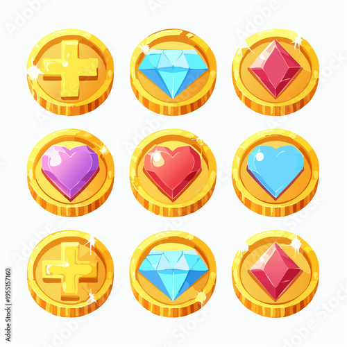 Power-Up Symbole und Sammelobjekte für Fantasy-Spiele