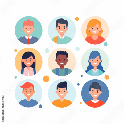 Set mit minimalistischen Charakter-Avataren für Apps