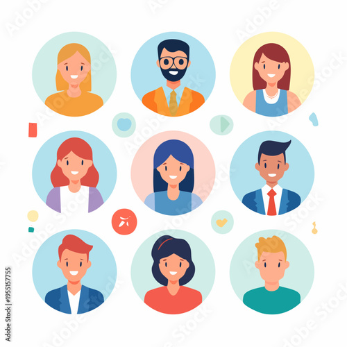 Set mit minimalistischen Charakter-Avataren für Apps