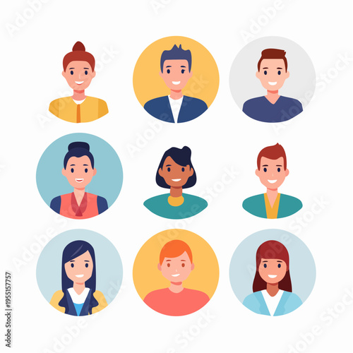 Set mit minimalistischen Charakter-Avataren für Apps