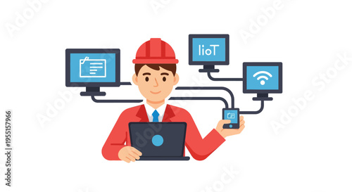 Smart industry engineer managing iot devices with modern technology