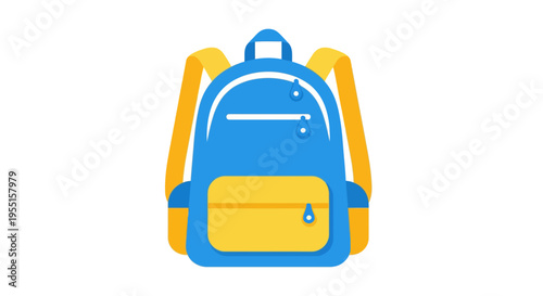 Colorful flat backpack with front pocket and yellow straps