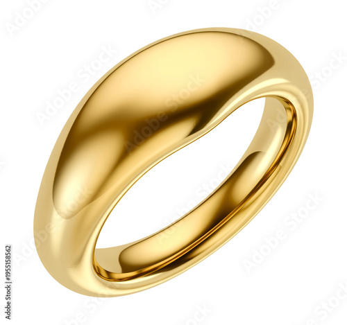 Minimalist Chunky Golden Band 3D Render Ready for E-commerce and Virtual Try On