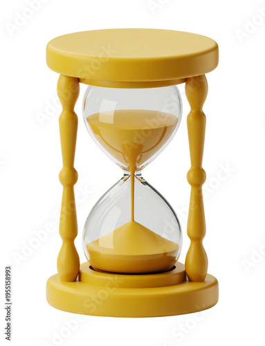 Minimalist Golden Hourglass 3D Model with Realistic Glass Refraction