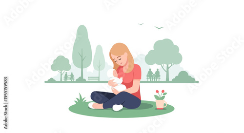 Mother and baby in park: calming moments in nature