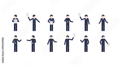 Business professional character set in flat style for corporate design projects