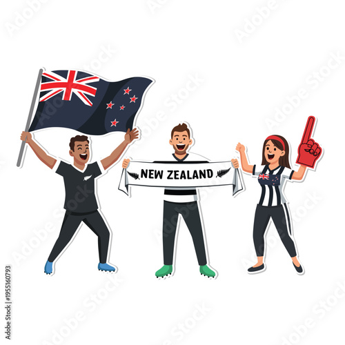 New Zealand Sport Soccer Fans Vector Illustration