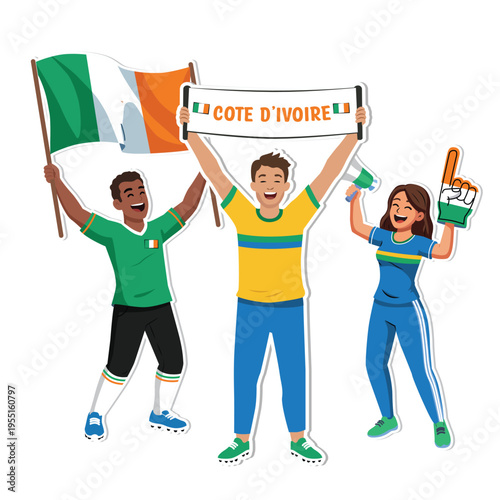 Ivory Coast Sport Soccer Fans Vector Illustration