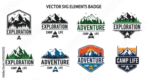 Mountain Adventure Badges: Exploration, Camping, and Outdoor Life