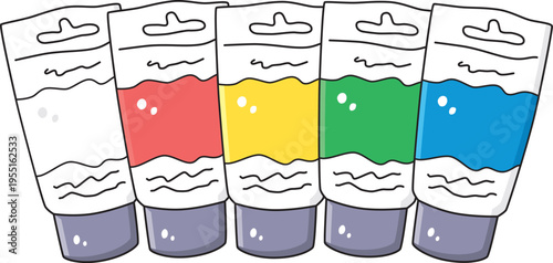 Acrylic paint tube colors set illustration isolated vector