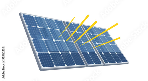 Solar Panels Capturing Sunlight Rays for Renewable Energy Generation