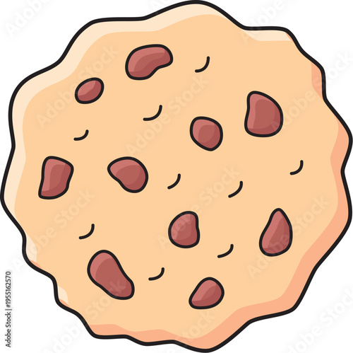Chocolate chip cookie cartoon illustration isolated vector