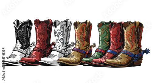 Colorful Cowboy Boots Collection, Western Style Footwear Assortment