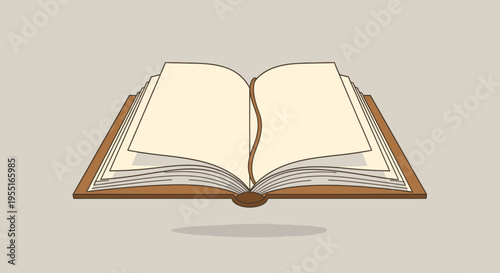 Open Book Illustration, Reading Concept, Flat Design, Isolated on Light Background, Education and Knowledge Theme