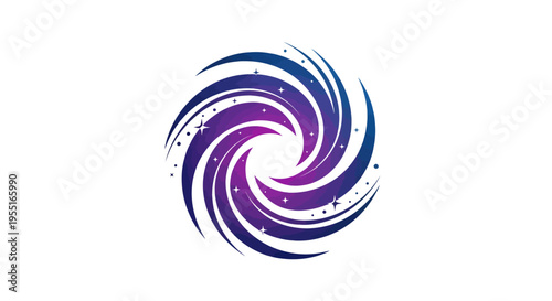 Abstract swirling vortex design with dynamic spiral shapes and vibrant purple hues in a digital graphic, modern art concept from top view