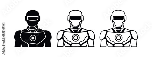Robot Head Icon Set - Futuristic Humanoid Busts in Different Styles