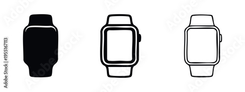 Smartwatch Icon Set - Wearable Technology Device in Various Styles
