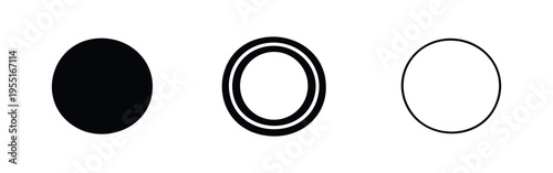 Circle Icon Set - Abstract Round Shapes in Solid and Outline Styles