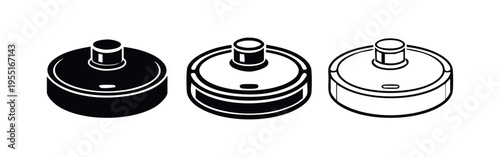 Robot Vacuum Cleaner Isometric Icon Set. Smart Home Automation Cleaning Appliance Symbol