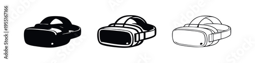 VR Headset Icon Set. Virtual Reality Goggles Vector Graphics for Immersive Experiences.