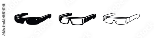 Smart Glasses Icon Set. Augmented Reality Eyewear Vector Art for Future Technology.