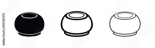 Modern cylindrical or capsule-shaped container icons in multiple graphic styles