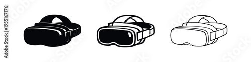 VR Headset Icon Set. Virtual Reality Goggles Vector Graphics for Immersive Experiences.