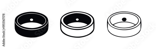 Cylindrical smart speaker or candle holder icons in diverse graphic styles