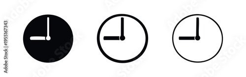 Clock Icon Set Showing 9 O'clock with Time Concepts