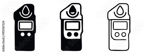Digital refractometer icon, laboratory liquid concentration meter symbol, scientific instrument vector