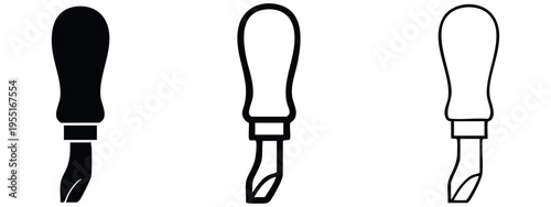 Leather skiving knife icon set for shaping and beveling leather edges