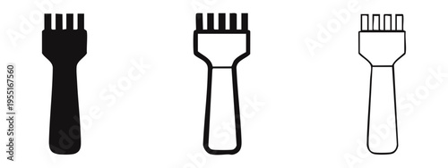 Leather stitching chisel icon set with five teeth for craft projects