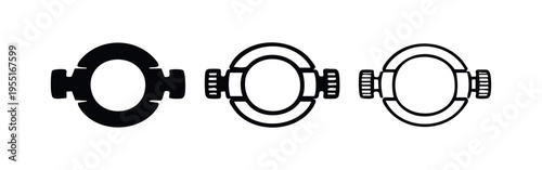 Watch Bezel or Circular Clamp Icon Set - Mechanical Component Vector Illustration