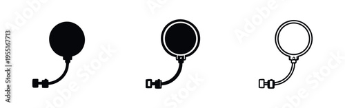 Microphone Pop Filter Icon Set. Studio Audio Accessory Vector. Recording Pop Screen Illustration for Podcasts.