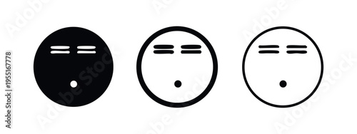 Sleeping or Calm Face Icon Set. Minimalist Oval Expression with Closed Eyes and a Small Mouth.