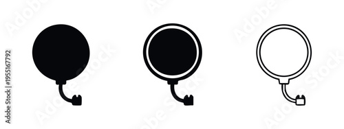 Microphone pop filter icon set. Studio equipment for audio recording.