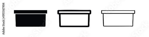 Basic Square Box with Lid Icon Set in Multiple Styles