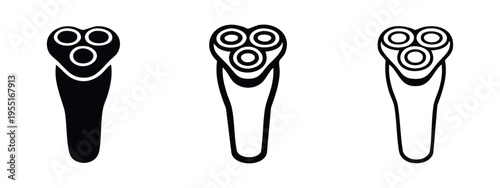 Electric Shaver or Epilator Icon Set with Rotary Blades