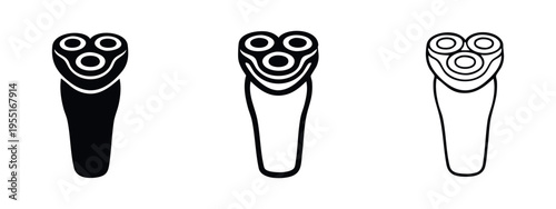Electric Shaver or Epilator Icon Set with Rotary Blades
