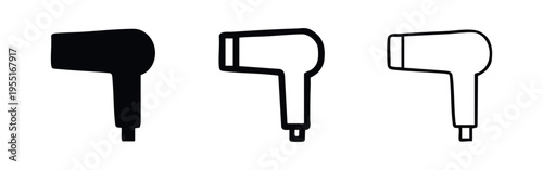 Hairdryer Icon Set for Beauty and Styling Appliance