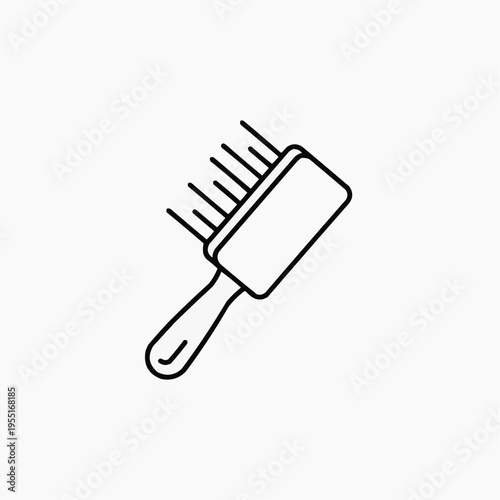 Grooming brush with metal bristles in minimalist design on white background, horse racing concept